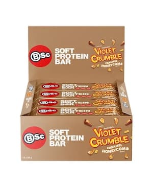 BSc x Violet Crumble Soft Protein Bars Caramel Honeycomb Box 12 x 55g